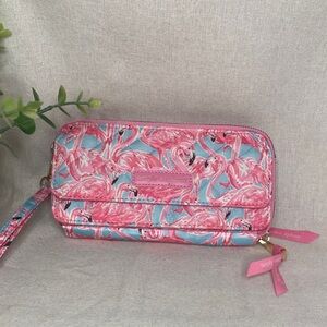 Simply Southern Quilted Phone Wallet or Wristlet, Pink Flamingo